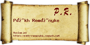Pákh Reményke névjegykártya